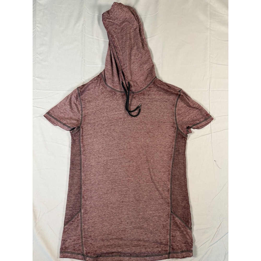 Buckle Black Mens Short Sleeve Hoodie Burgundy Heathered Size Medium